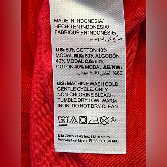 Chico's The Ultimate Tee Red Size 3 - XL - Picture 3 of 3